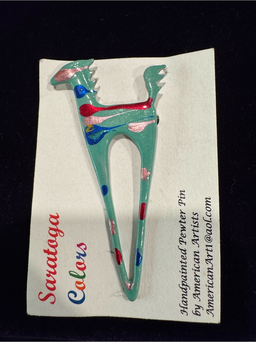 Artisan Turquoise Enamel Brooch with Multicolor Accents